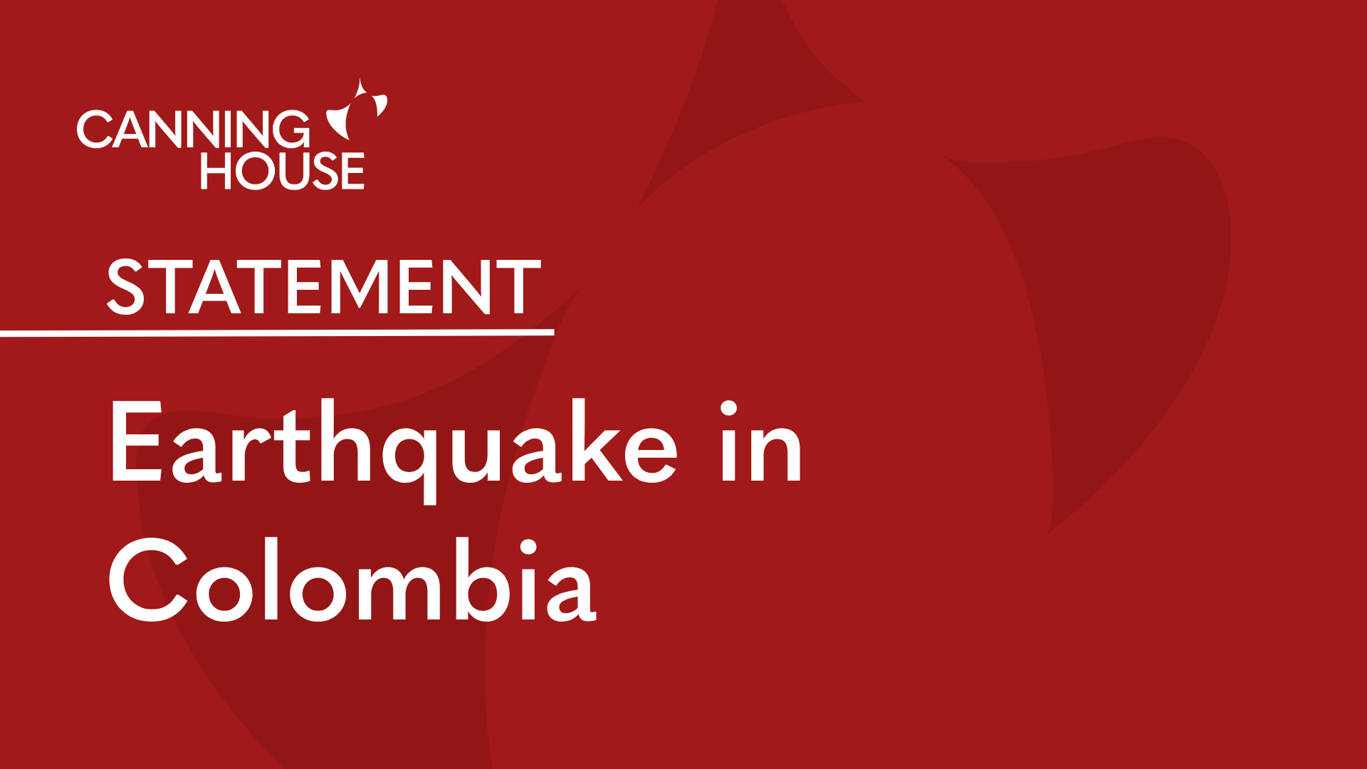 Statement on the earthquake in Colombia